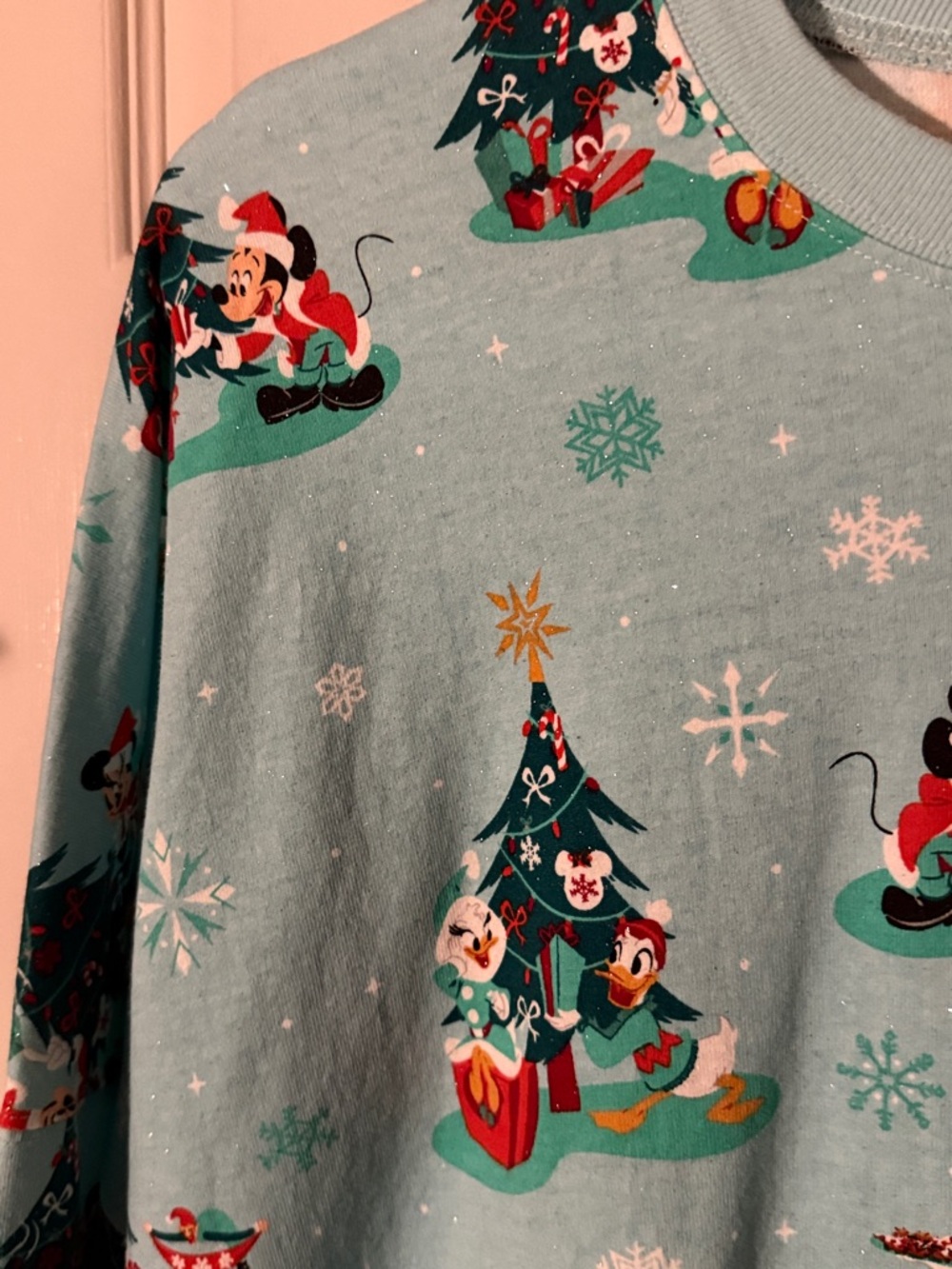 Disney Light Blue Christmas Holiday Disneyland XXL Glittery Spirit Jersey - Picture 2 of 5